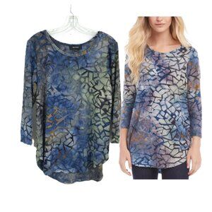KAREN KANE 3/4 Sleeve Burnout Shirttail Top Tie Dye M